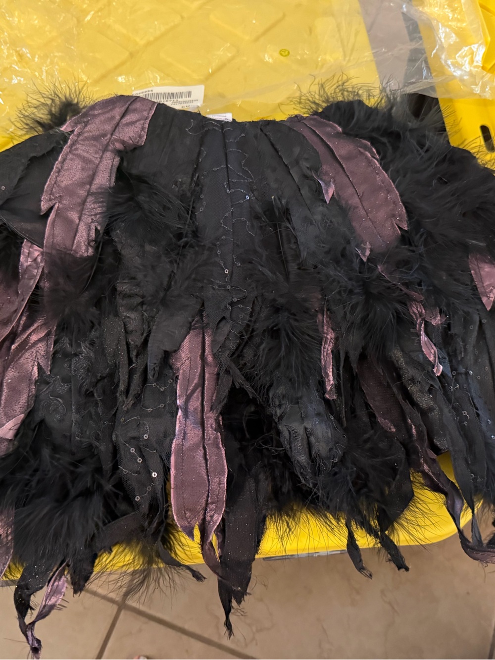 Halloween Black and Purple Feather Trim cape- Women Accessories